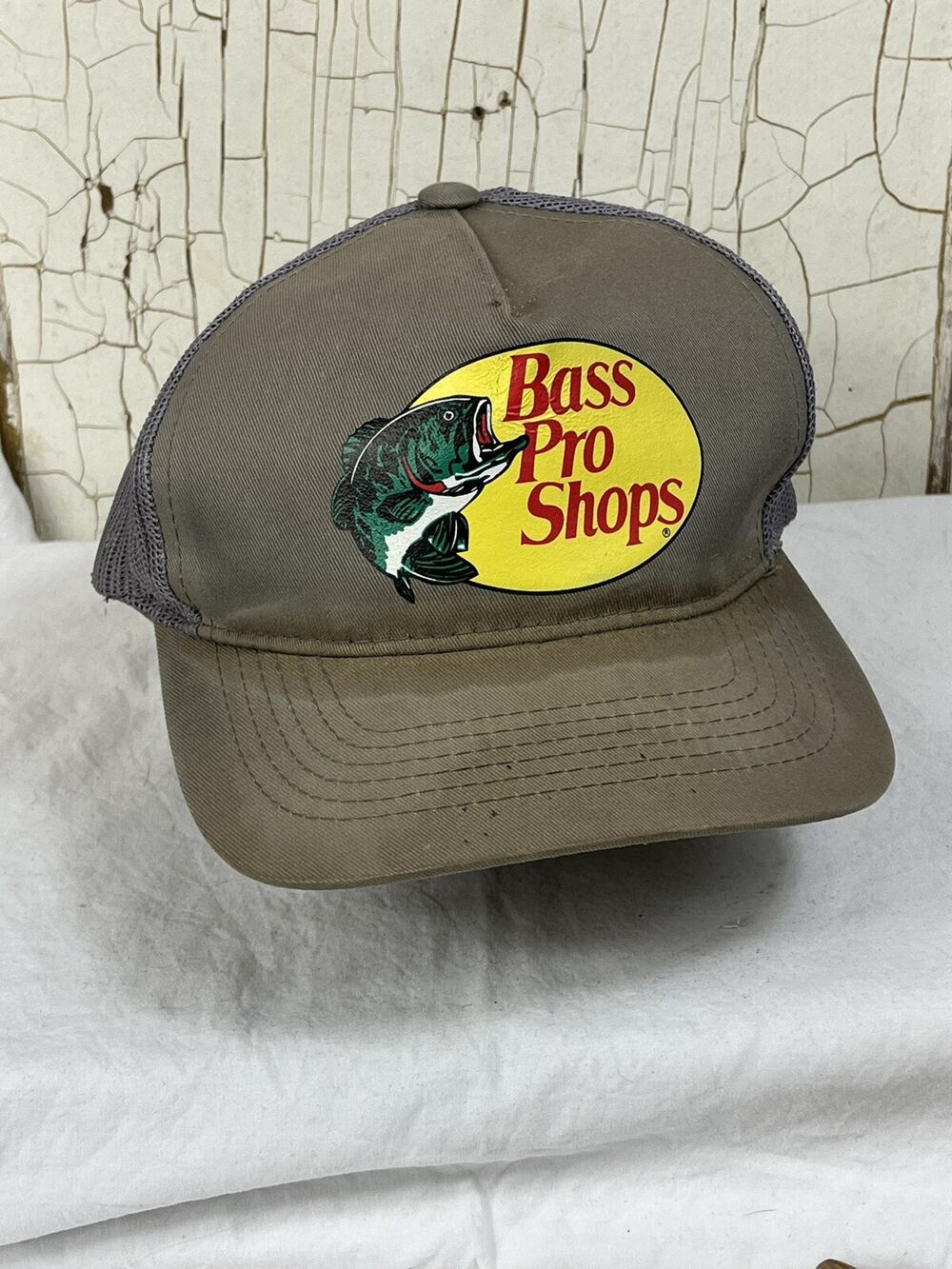 Vintage Bass Pro Shops Olive Mesh Trucker Hat Snapback Cap Rigida Fishing Unisex